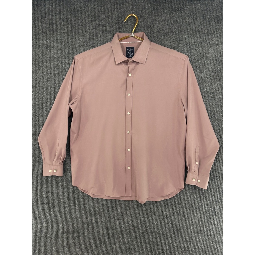 Con.Struct Dress Shirt Mens 17.5 34-35 Mauve Pink Excellent Slim Fit Performance